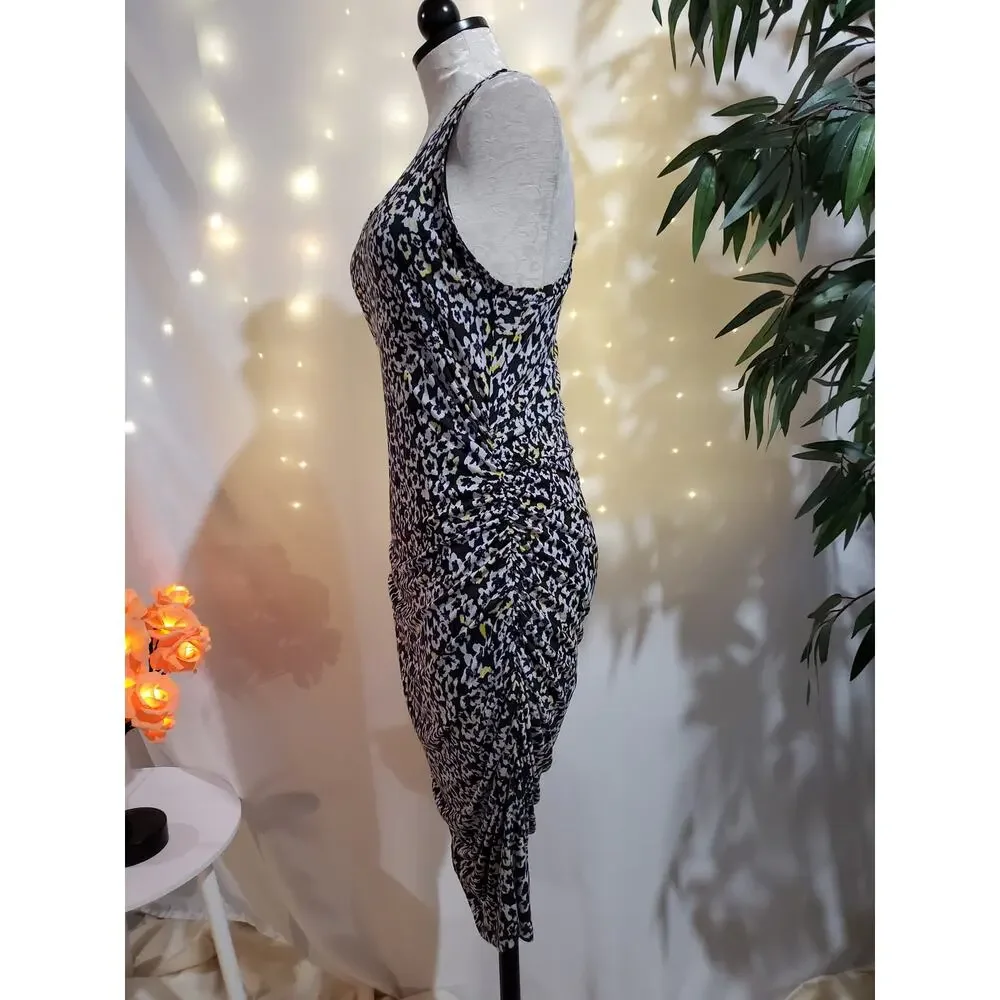 RACHEL Rachel Roy Viola Flower Side Ruched Midi Dress Womens Size L Sleeveless
